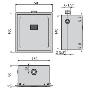Автоматическое устройство смыва для писсуара 12V AlcaPlast хром ASP4